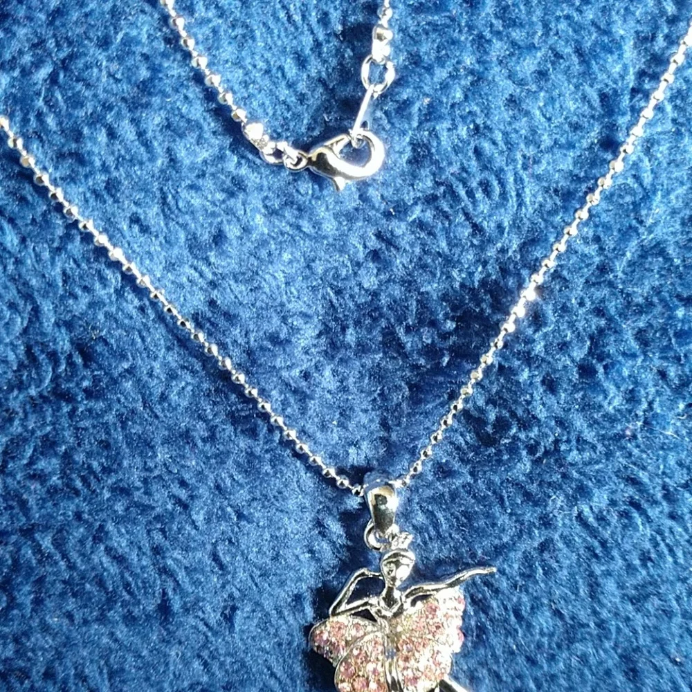 Ballerina Necklace NWT w/Pink Ice Stones Little Girls 16